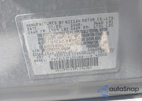 2023 Nissan Kicks Sv Xtronic Cvt из США, поврежденный, VIN 3N1CP5CV3PL556364